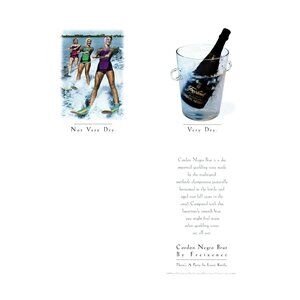 1994 Cordon Negro Brut Sparkling Wine Vintage Print Ad Water Skiers 90s Wall Art